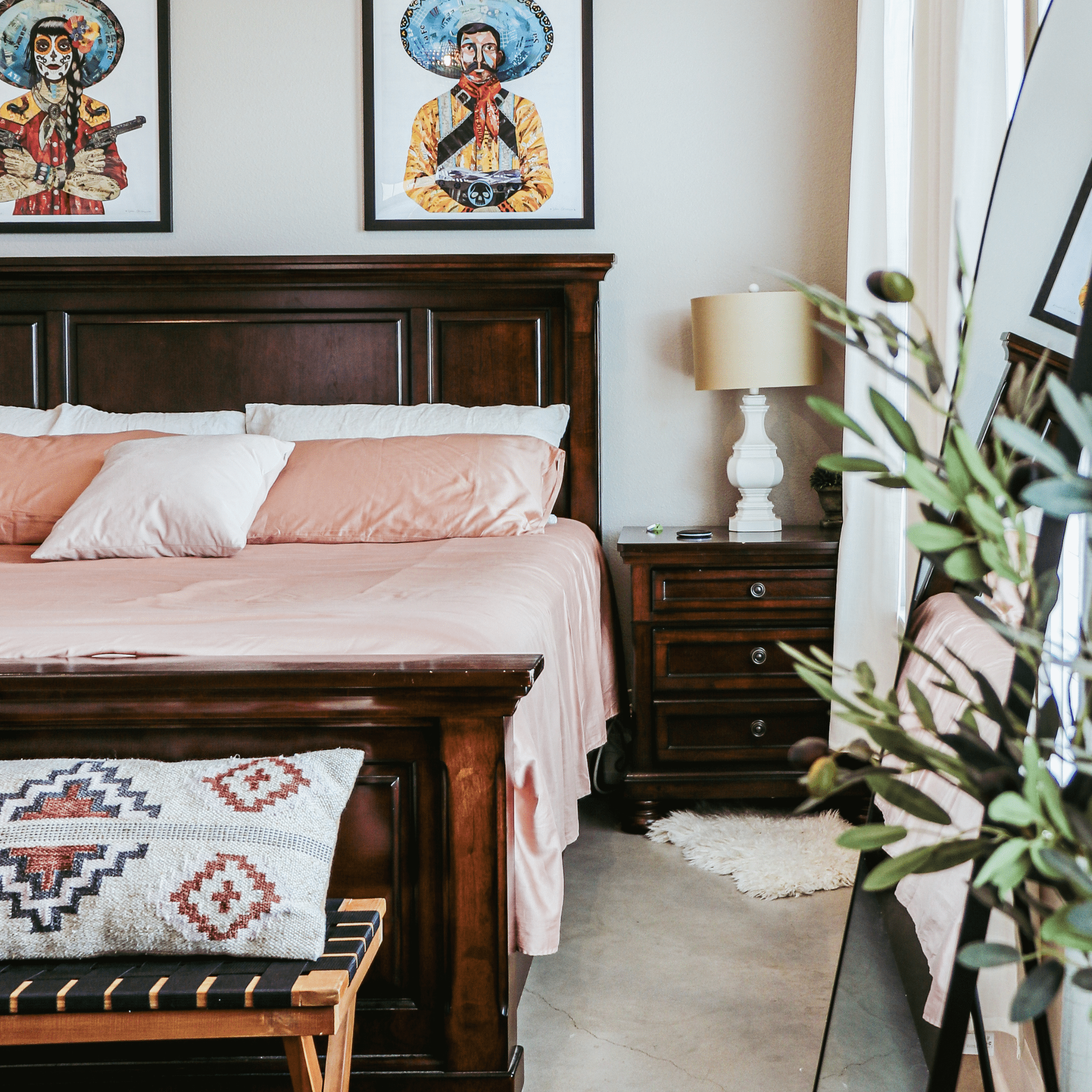 Room aesthetic with cotton bedsheet